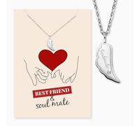 Engelsrufer Carte de vœux Soulmate avec collier en acier inoxydable argenté - Cadeau pour âme sœur - Carte avec signification et bijoux