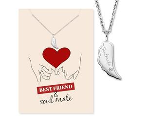 Engelsrufer Carte de vœux Soulmate avec collier en acier inoxydable argenté - Cadeau pour âme sœur - Carte avec signification et bijoux