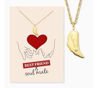 Engelsrufer Carte de vœux Soulmate avec collier en acier inoxydable doré - Cadeau d'amour pour meilleure amie ou partenaire - Émotion et style
