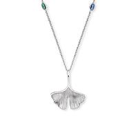 Engelsrufer Collier pour femme en argent sterling avec pendentif ginkgo et libellule - serti de 4 pierres de zircone colorées - fermoir mousqueton - sans nickel, 45 cm, Argent sterling, Pas de gemme
