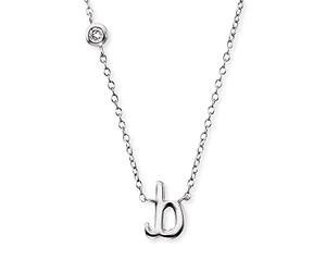 Engelsrufer Collier pour femme en argent sterling avec pendentif lettre B - serti d'une pierre de zircone - Réglable en deux longueurs - Longueur : 44 cm, Länge 40 + 4 cm, Argent sterling, Zircone