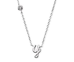 Engelsrufer Collier pour femme en argent sterling avec pendentif lettre Y - serti d'une pierre de zircone - Réglable en deux longueurs - Longueur : 44 cm, 40 cm, Argent sterling, Pas de gemme