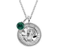 Engelsrufer Collier pour femme en argent sterling avec pendentif signe du zodiaque Capricorne - serti de 4 pierres de zircone et d'un pendentif en pierre de malachite verte - Longueur : 50 cm, Länge