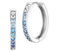 Engelsrufer Créoles Ocean pour femme en argent sterling - Serties de 26 pierres de zircone blanches à bleues - Fermeture à clip - Sans nickel, 1 Paar, Argent sterling, Zircone cubique