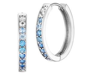 Engelsrufer Créoles Ocean pour femme en argent sterling - Serties de 26 pierres de zircone blanches à bleues - Fermeture à clip - Sans nickel, 1 Paar, Argent sterling, Zircone cubique