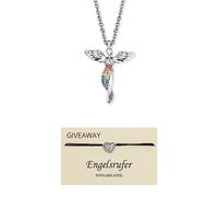 Engelsrufer Ensemble de collier pour femme en argent sterling avec pendentif ange Muticolor - Fermoir mousqueton - Avec bracelet en acier inoxydable - Taille réglable - ERN-LILANGEL-ZIM +