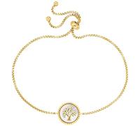 Engelsrufer ERB-LILTREE-PE-G Bracelet pour femme en argent sterling avec arbre de vie et fermeture à tirette, longueur réglable, 24 cm, sans nickel, Eine Grösse, Argent sterling, Pas de gemme