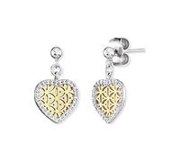 Engelsrufer ERE-HEARTLIFL-ZI-BIG Boucles d'oreilles fleur de vie en forme de cœur en argent sterling avec zircone bicolore Diamètre 11,3 mm, 11,3mm, Argent sterling, Zircone cubique