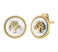 Engelsrufer ERE-LILTREE-PE-STG Boucles d'oreilles pour femme en argent sterling avec arbre de vie en or sur nacre blanche, sans nickel, taille : 12 mm, 12 mm, Argent sterling, Pas de gemme