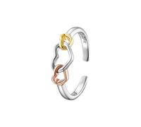 Engelsrufer ERR-WITHLOVE-03-TRI Bague pour femme en argent sterling avec symboles de cœur tricolore Taille réglable, Argent, Aucune pierre précieuse