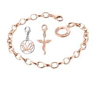 Engelsrufer Parure de bijoux pour femme - Bracelet à breloques rosé pour pendentif avec breloque ange et breloque lotus bicolore argenté/rose - Idéal pour la personnalisation, Verstellbar, Argent