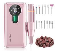 ENGERWALL Ponceuse pour Ongles Professionnelle, 35000 RPM Portable Rechargeable, Avec 13 embouts et 56 bandes abrasives et Affichage LED, pour Manucure Pédicure, pour Domicile Salon, Rose