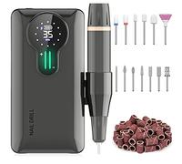 ENGERWALL Ponceuse pour Ongles Professionnelle, 35000 RPM Portable Rechargeable, Avec 13 embouts et 56 bandes abrasives et Affichage LED, pour Manucure Pédicure, pour Domicile Salon, D'argent foncé
