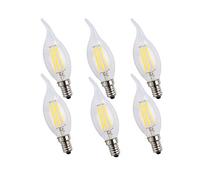ENGEYA Ampoule LED Filament 4W, Forme Flamme, Ampoule E14 Petite Vis Edison, Equivalent 40W, Blanc Froid 6000K/400 Lumens,AC 220-240V, Non Dimmable, Lot de 6