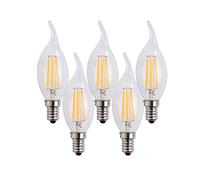 ENGEYA Ampoules LED Filament 4W, Forme Flamme, Ampoule E14 Petite Vis Edison, Equivalent 40W, Blanc Chaud 2700K/400 Lumens,AC 220-240V, Non Dimmable, Lot de 5