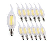 ENGEYA Ampoules LED Filament 4W, Forme Flamme, Ampoule E14 Petite Vis Edison, Equivalent 40W, Blanc Froid 6500K/400 Lumens,AC 220-240V, Non Dimmable, Lot de 12