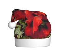 ENGhjes Beau coquelicot rouge imprimé vacances peluche unique élégant adulte femme homme chapeau de Père Noël chapeaux d'hiver chapeaux de Noël chapeaux de fête de Noël casquettes