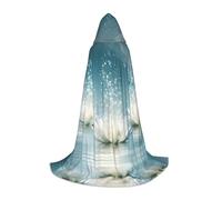 ENGhjes Cape à capuche avec fleurs de lotus blanches pour adolescent, Halloween, sorcière, vampire, magicien, bal masqué