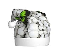 ENGhjes Chapeau de Père Noël en peluche unique et élégant pour adulte et homme Motif papillon et pierre Bleu Vert