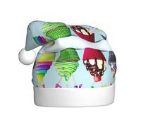 ENGhjes Coloré Happy Birthday Cupcakes Impression Vacances Peluche Unique Élégant Adulte Femmes Hommes Chapeau de Père Noël Hiver Noël Chapeaux de Fête de Noël Casquettes