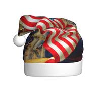 ENGhjes Drapeau américain des États-Unis - Impression artistique - En peluche - Unique et élégant - Pour adultes et femmes - Chapeau de Père Noël d'hiver - Chapeaux de Noël - Casquettes de fête de