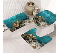 ENGhjes Ensemble de tapis de salle de bain antidérapant imprimé tortue de mer, tapis pour salle de bain principale, tapis doux absorbant l'eau, tapis de trois formes