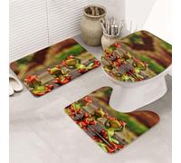 ENGhjes Ensemble de tapis de salle de bain antidérapants avec impression de grenouilles vertes amusantes, tapis pour salle de bain principale, tapis doux absorbant l'eau, tapis de trois formes