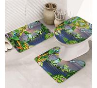 ENGhjes Ensemble de tapis de salle de bain antidérapants pour salle de bain principale, motif grenouilles chantant sur les branches, motif papillons d'été, lac, tapis de salle de bain principal, tapis