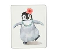 ENGhjes Grand tapis de souris de jeu avec bords cousus, base en caoutchouc naturel antidérapant et durable, motif pingouin portant des fleurs