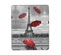 ENGhjes Grand tapis de souris de jeu Tour Eiffel avec parapluie rouge avec bords cousus, base en caoutchouc naturel antidérapant durable