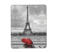 ENGhjes Grand tapis de souris de jeu Tour Eiffel avec parapluie rouge avec bords cousus, base en caoutchouc naturel antidérapant durable