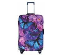 ENGhjes Grande housse de bagage à motif de fleurs et de papillons, housse de protection lavable avec fermeture éclair dissimulée pour 45,7 à 81,3 cm, blanc, M