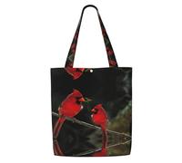 ENGhjes Sac fourre-tout réutilisable en toile polyester Motif faune et oiseaux rouges