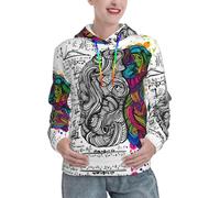 ENGhjes Sweat à capuche cerveau gauche et droit pour femme - Pull surdimensionné à manches longues - Tenue d'hiver avec poche, Noir , XL