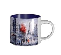 ENGhjes Tasses fonctionnelles en céramique de grande capacité avec motif arbre de Paris Tour Eiffel pour la maison et le bureau Design élégant Poignée ergonomique