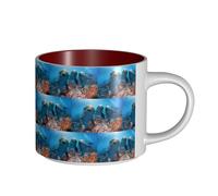 ENGhjes Tasses fonctionnelles en céramique de grande capacité avec motif dauphin qui vous regarde, design élégant, poignée confortable
