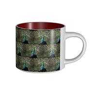 ENGhjes The Peacock Printing Tasses en céramique de grande capacité pour la maison et le bureau Design élégant Poignée ergonomique