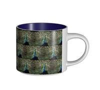 ENGhjes The Peacock Printing Tasses en céramique de grande capacité pour la maison et le bureau Design élégant Poignée ergonomique