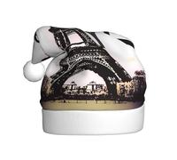 ENGhjes Tour Eiffel Amour Paris Impression Vacances Peluche Unique Élégant Adulte Femmes Hommes Chapeau de Père Noël Hiver Chapeaux de Noël Chapeaux de fête de Noël Casquettes