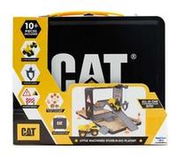 CAT Jouets de Construction, Set de Jeu de Construction Store N Go avec étui de Voyage, 3 Ans et +, 2 Petites Machines, véhicules et Assortiment d’Accessoires de Chantier