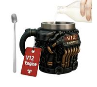 Engine Coffee Mug - 300ml V12 Stainless Steel Thermal Cup for Winter | Double Wall Insulation with Finish, Mechanical Drinkware & Collector Gift for Home, Yard, Balcony, Courtyard, Garden, Pa