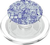 Engineer Blueprint Pattern Technical Drawing Gear Schematic PopSockets PopGrip pour MagSafe