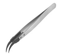 fine (PPS) tipped, curved end ESD stainless steel tweezers. High quality, Japanese. Engineer ptz-43