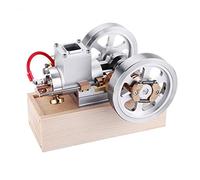 Engineerkiter Hit and Miss Modèle de moteur avec dispositif de démarrage manuel et base en bois, moteur horizontal à essence en métal à combustion interale qui fonctionne, modèle d'expérience physique