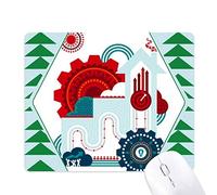 engins contraste de couleur horloge maison illustration tapis de souris green pine tree tapis en caoutchouc