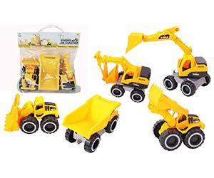 ENGINS DE CHANTIER - 3 Camions De Chantier - Véhicules d'Interventions - 026340 - 1/24 - Véhicule Roues Libres - Jaune - Plastique - Travaux - Jouet Enfant - À Partir de 3 ans