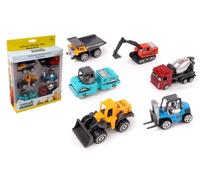 ENGINS DE CHANTIER - 6 Camions de Chantier - Véhicules d'Interventions - 022776-1/56 - Véhicule Roues Libres - Multicolore - Plastique - Travaux - Jouet Enfant - À Partir de 3 Ans