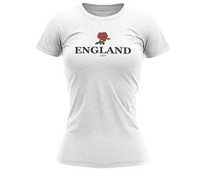 England 1871 T-shirt de rugby pour femme Motif roses anglaises