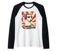 English Bull Terrier DJ House Music Retro Dog Lover Manche Raglan