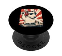 English Bull Terrier DJ House Music Retro Dog Lover PopSockets PopGrip Adhésif